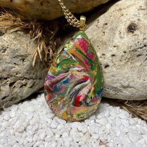 Small pendant polymer clay. Mokume technique  LL2C N103